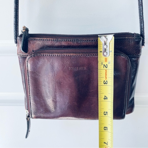 DOLCE VITA BROWN LEATHER CROSSBODY LEATHER WOMEN CARD HOLDER BAG - Picture 9 of 16